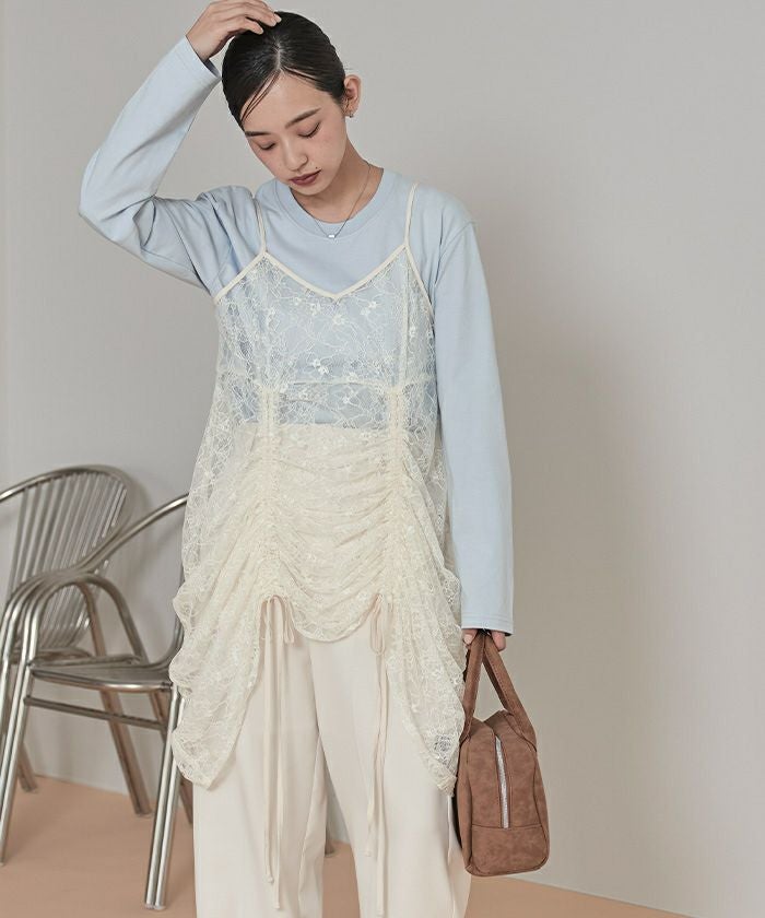 ドロストレースキャミソールワンピース【miette ミエット】【メール便