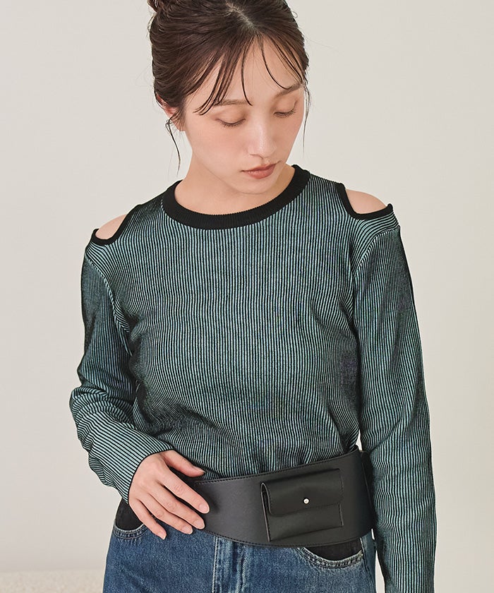 ショルダーカットバイカラーリブニット【miette ミエット】 | titivate