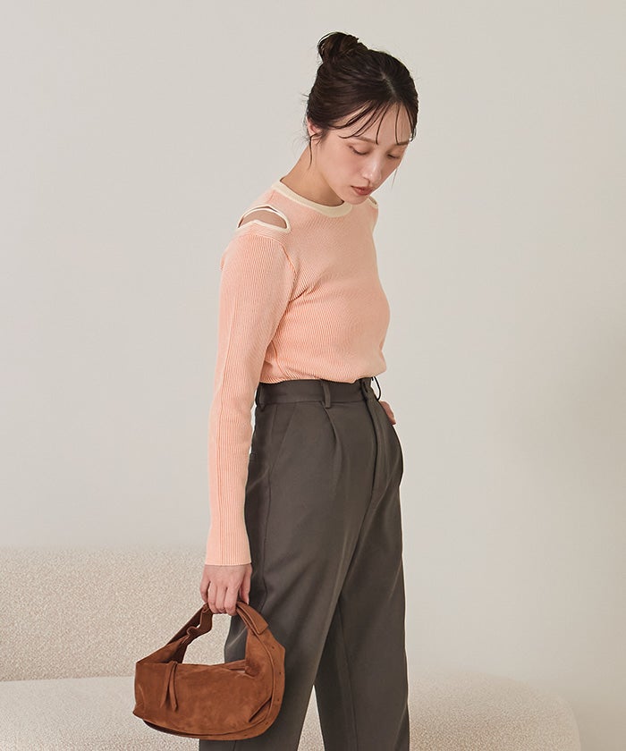 ショルダーカットバイカラーリブニット【miette ミエット】 | titivate