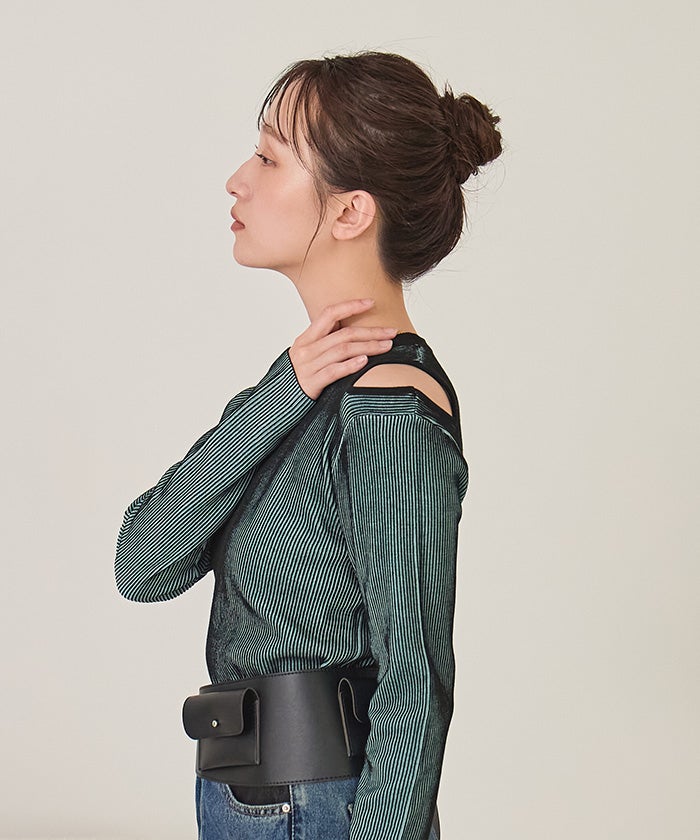 ショルダーカットバイカラーリブニット【miette ミエット】 | titivate