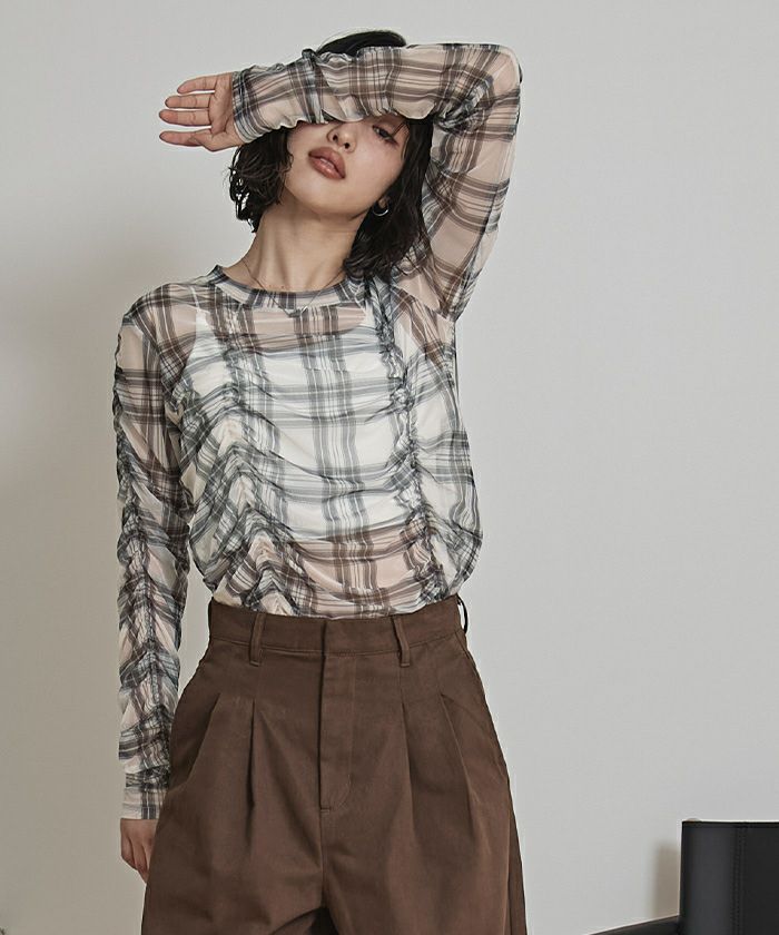 シャーリングシアートップス【miette ミエット】【メール便可／70