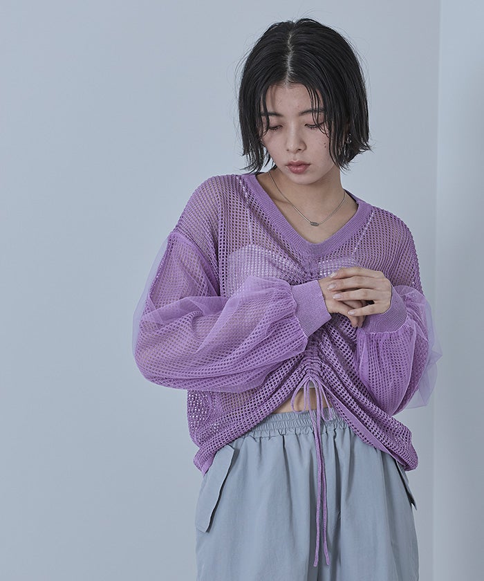 ドロストメッシュニットトップス【miette ミエット】 | titivate