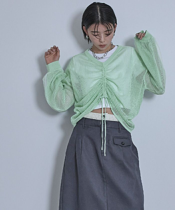 ドロストメッシュニットトップス【miette ミエット】 | titivate