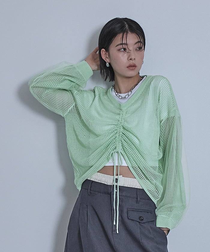 ドロストメッシュニットトップス【miette ミエット】 | titivate