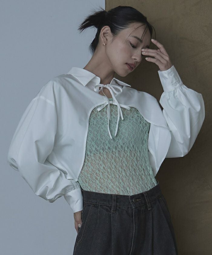 フロントリボンシャツボレロ【miette ミエット】【メール便可／100