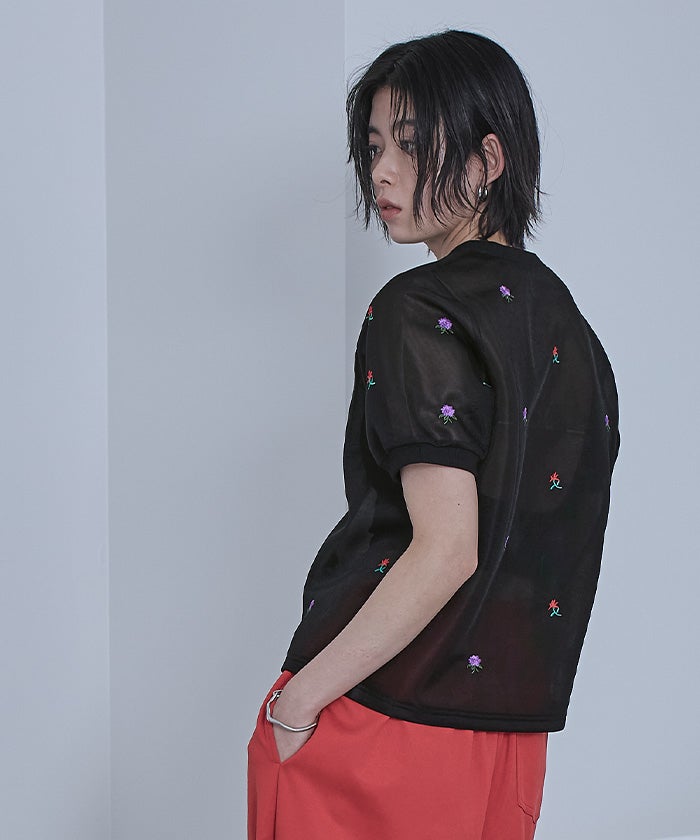 シアーダンボールフラワー刺繍トップス【miette ミエット】 | titivate
