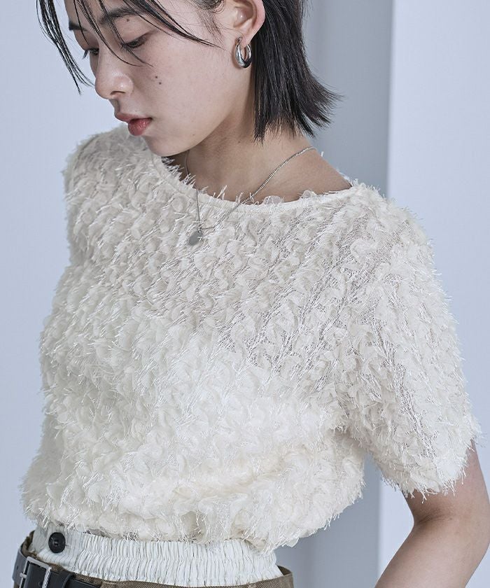 チュールフリルフリンジ半袖トップス【miette ミエット】 | titivate