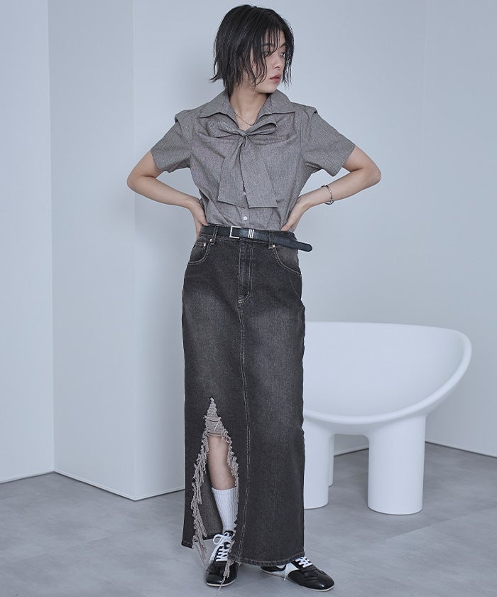 pium フロントリボンパフスリーブTシャツ セット リボンパフスリーブT