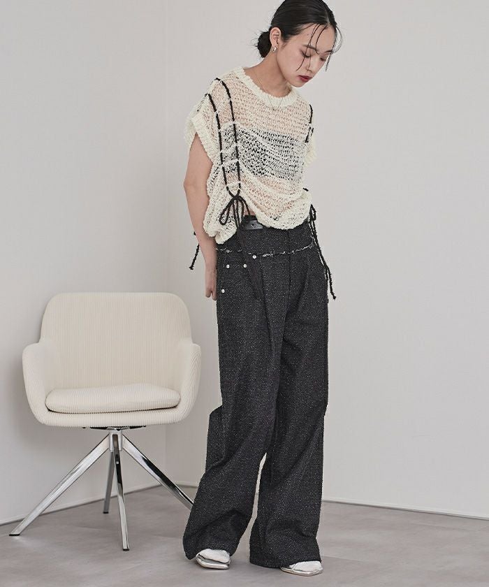 【れもれもさん専用】2025SS Ho99o9 KNIT ドロストリボン透かし編みニットベスト【miette ミエット】 | titivate