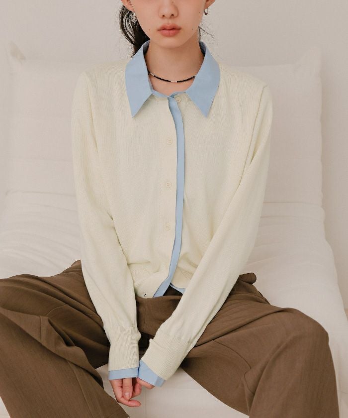 シャツレイヤード風カーディガン【miette ミエット】 | titivate