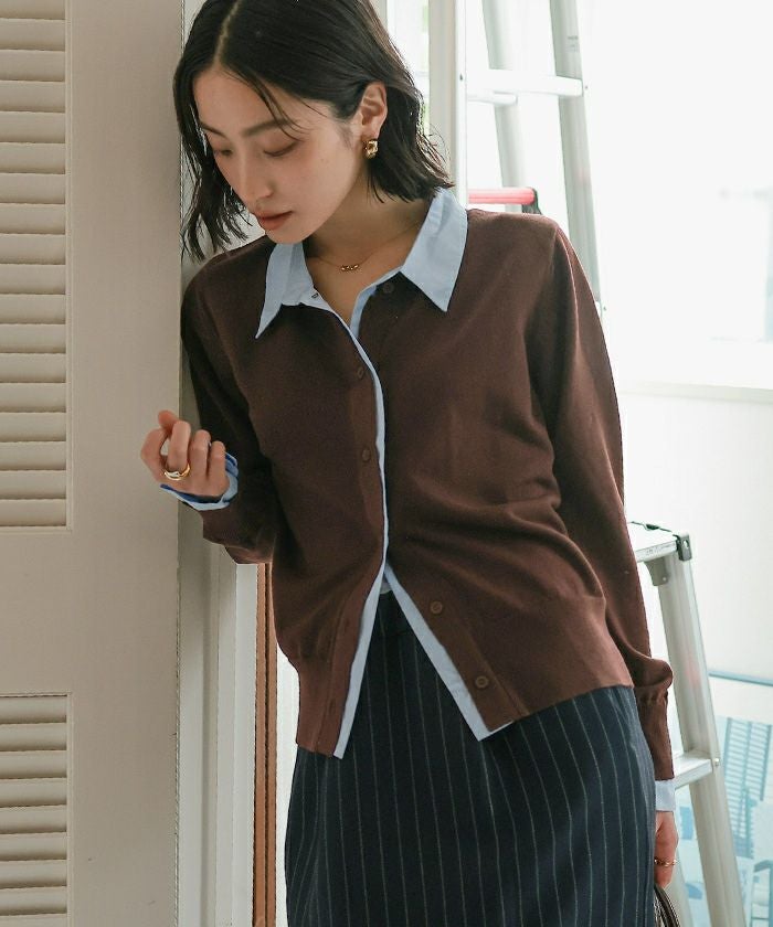 シャツレイヤード風カーディガン【miette ミエット】 | titivate