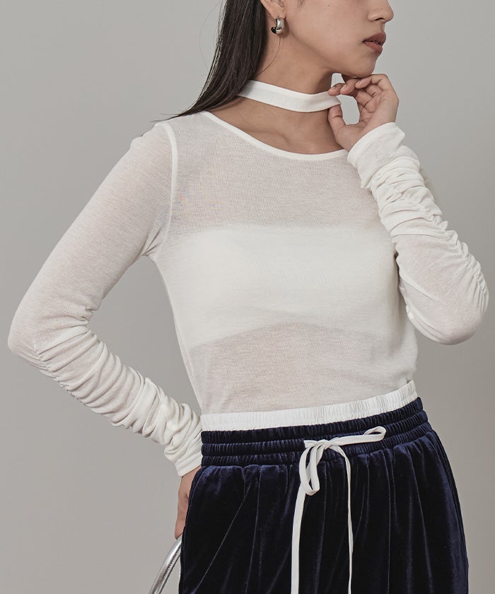 タイ付きシャーリングシアートップス【miette ミエット】 | titivate