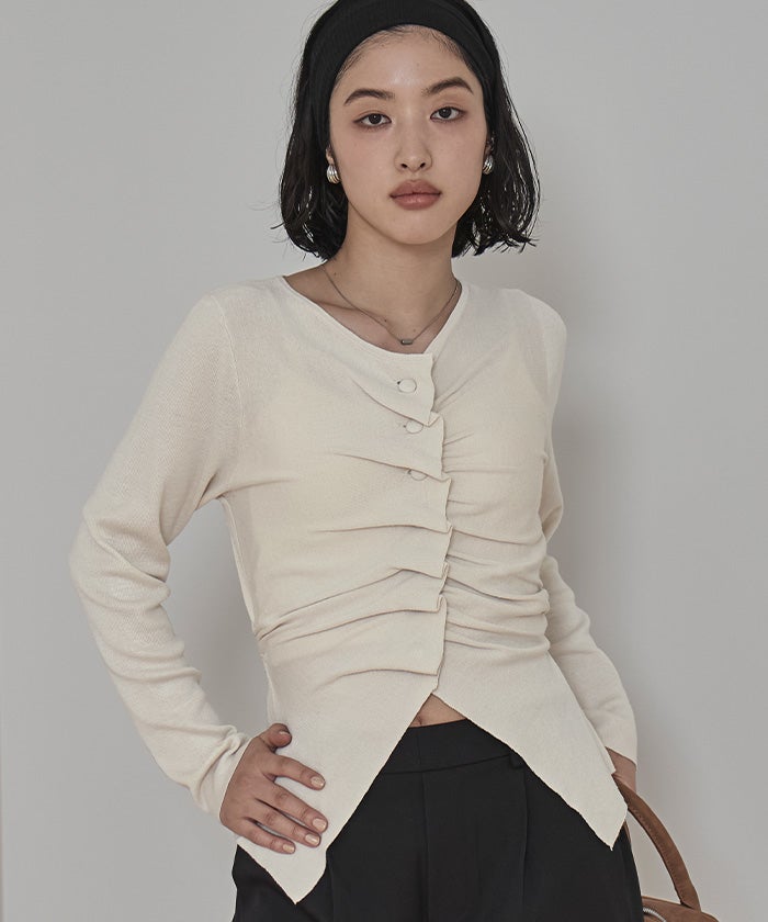 フロントギャザーボタンニット【miette ミエット】 | titivate