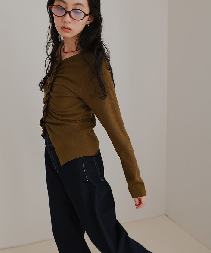 フロントギャザーボタンニット【miette ミエット】 | titivate