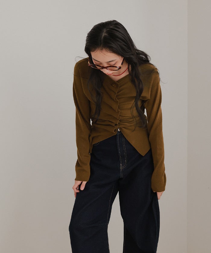 フロントギャザーボタンニット【miette ミエット】 | titivate