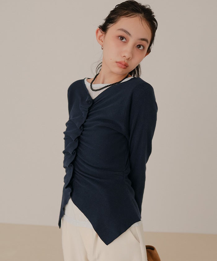 フロントギャザーボタンニット【miette ミエット】 | titivate