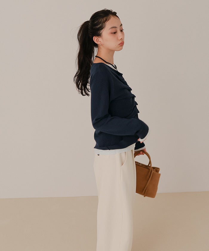 フロントギャザーボタンニット【miette ミエット】 | titivate