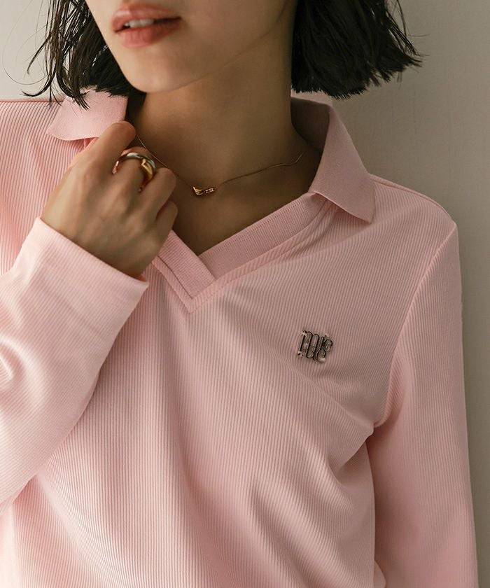 Vネックリブトップス【miette ミエット】【メール便可／100】 | titivate