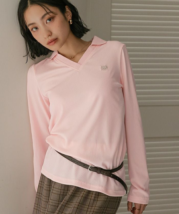 Vネックリブトップス【miette ミエット】【メール便可／100】 | titivate