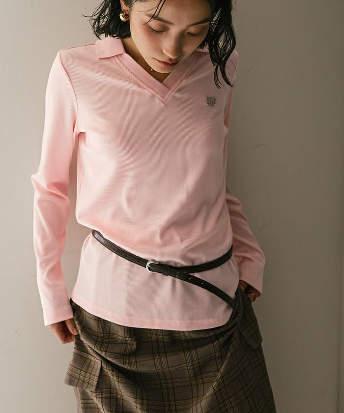 Vネックリブトップス【miette ミエット】【メール便可／100】 | titivate