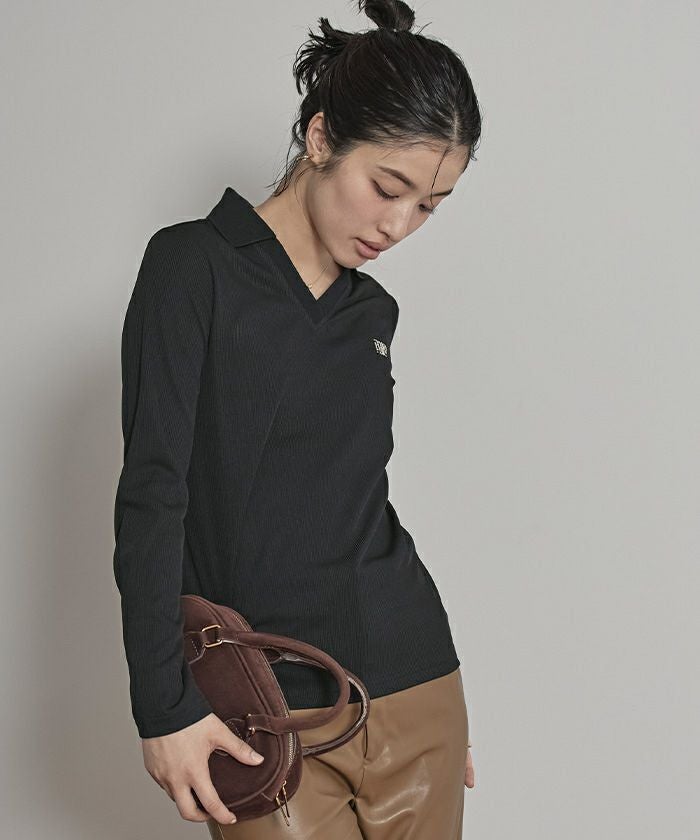 Vネックリブトップス【miette ミエット】【メール便可／100】 | titivate