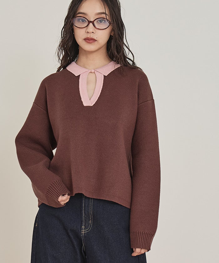 配色スキッパーニット【miette ミエット】 | titivate