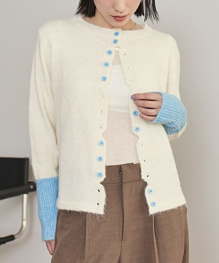 ボタンデザイン配色カーディガン【miette ミエット】 | titivate