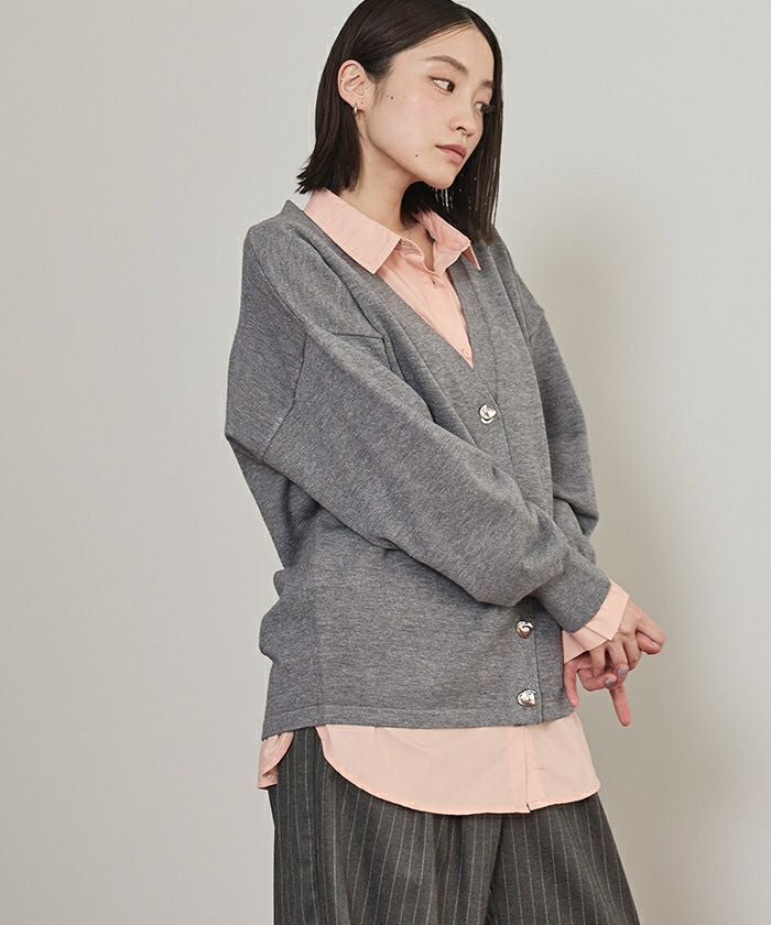 変形ボタンVネックカーディガン【miette ミエット】 | titivate