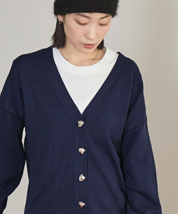 変形ボタンVネックカーディガン【miette ミエット】 | titivate