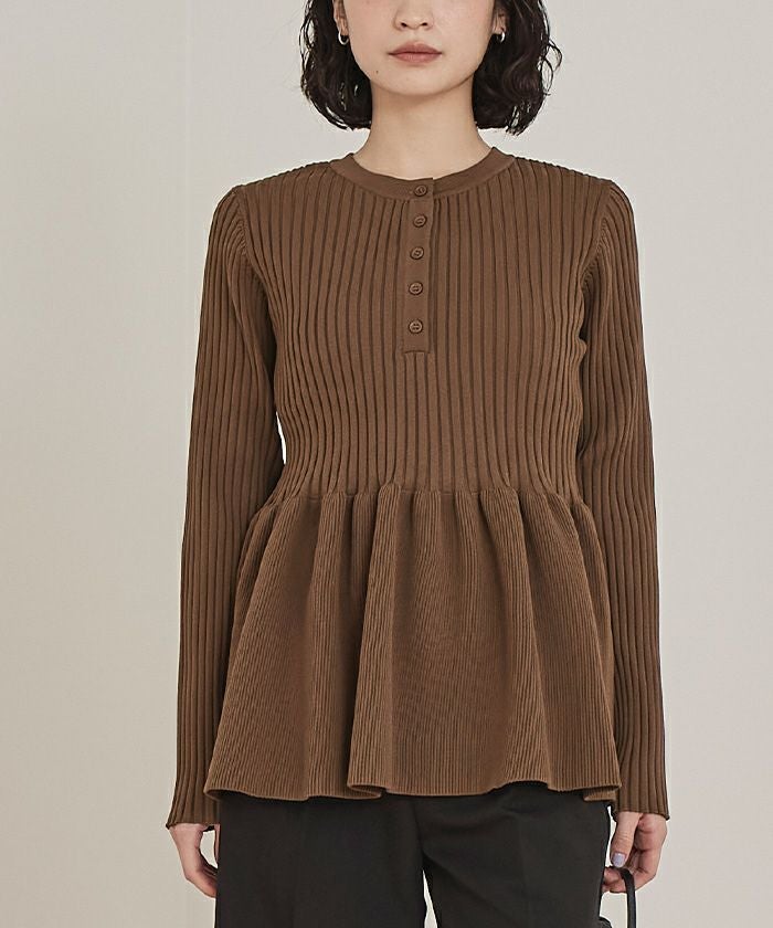 ヘンリーネックペプラムニット【miette ミエット】 | titivate