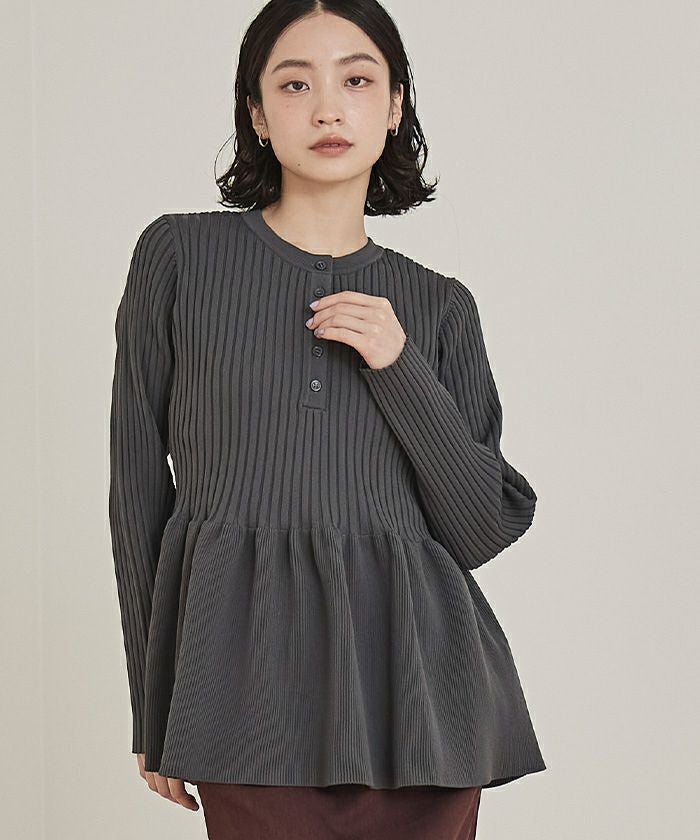 ヘンリーネックペプラムニット【miette ミエット】 | titivate