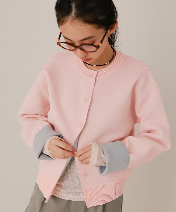 バイカラーデザインニットカーディガン【miette ミエット】 | titivate