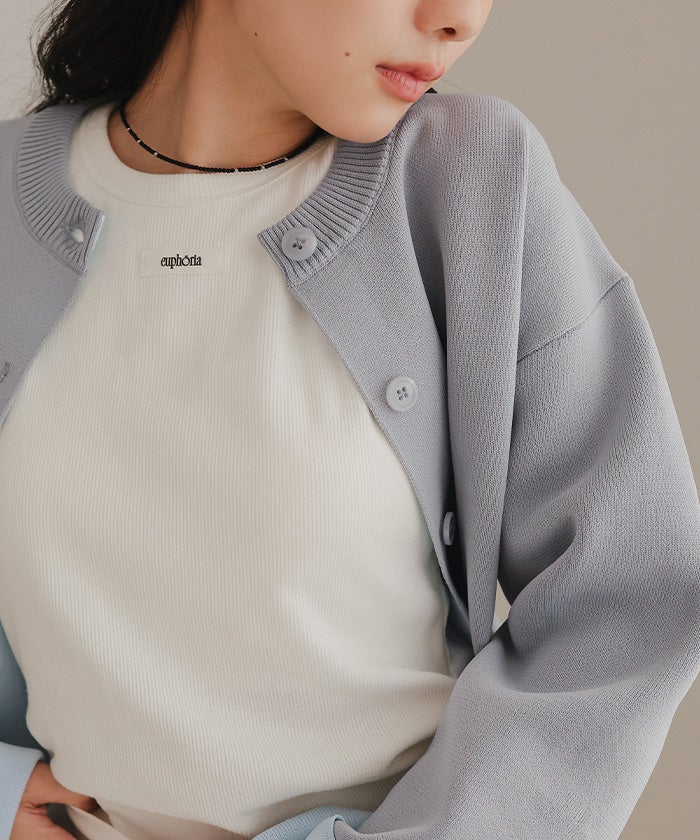 バイカラーデザインニットカーディガン【miette ミエット】 | titivate