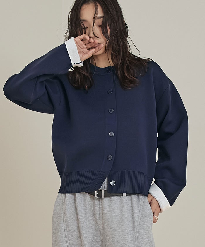 バイカラーデザインニットカーディガン【miette ミエット】 | titivate
