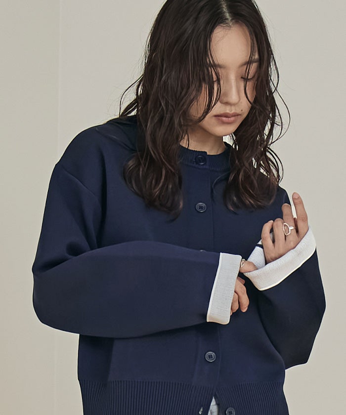 バイカラーデザインニットカーディガン【miette ミエット】 | titivate