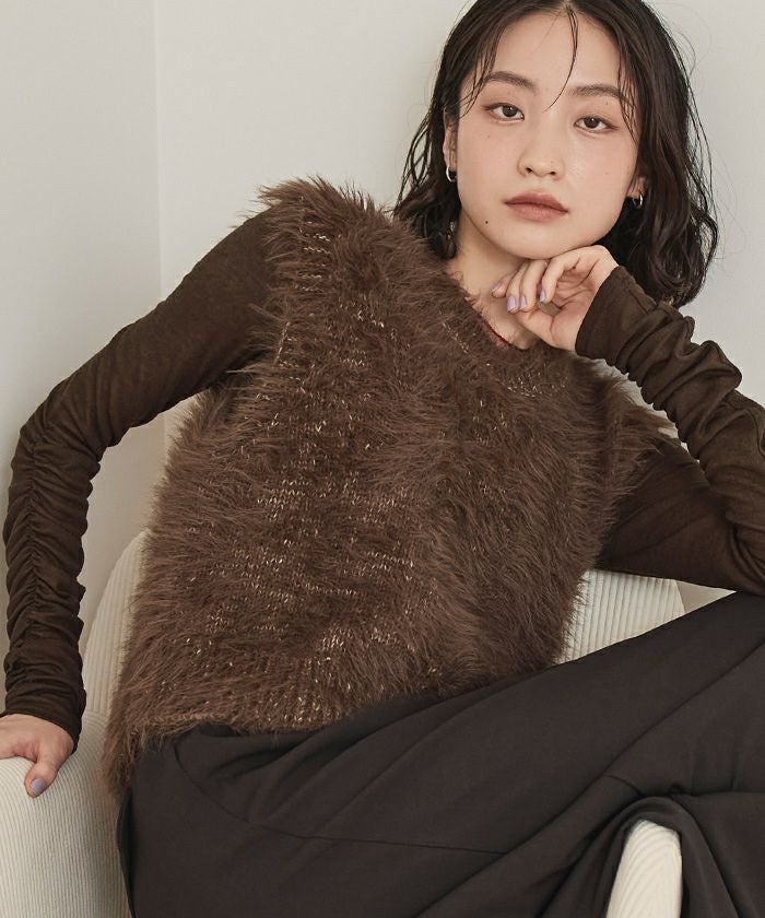 ニットベスト ミックスシャギーニットベスト【miette ミエット】 | titivate