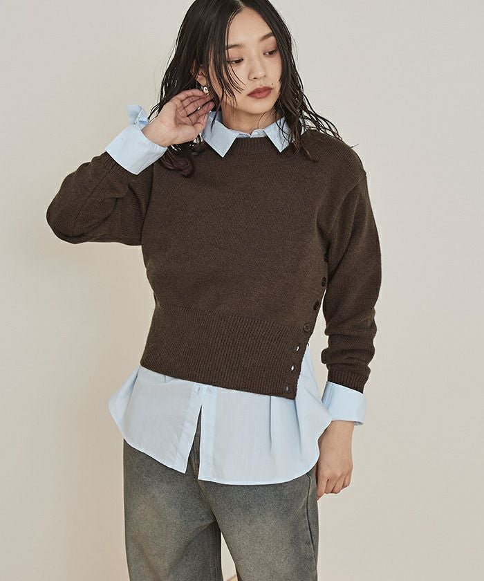 アシメサイドボタンニット【miette ミエット】 | titivate