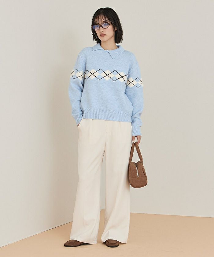Miette. ページ アーガイルアシンメトリーカラーニット【miette ミエット】 | titivate