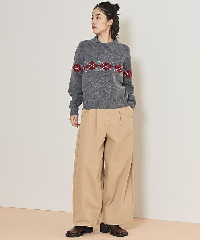 アーガイルアシンメトリーカラーニット【miette ミエット】 | titivate