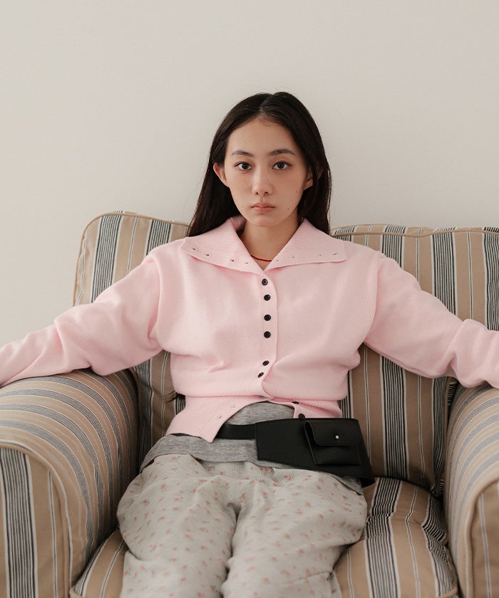 アーガイルアシンメトリーカラーニット【miette ミエット】 | titivate