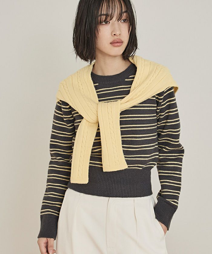 miiさま専用SEVENTENパールニットボーダー SEVEN TEN by MIHO KAWAHITO]【VERY別注色】ネックパールタートル