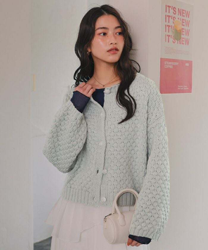 nest Robe ポップコーンニットカーディガン 2023AW ネストローブ nest Robe ペルーニット ポップコーンケーブル