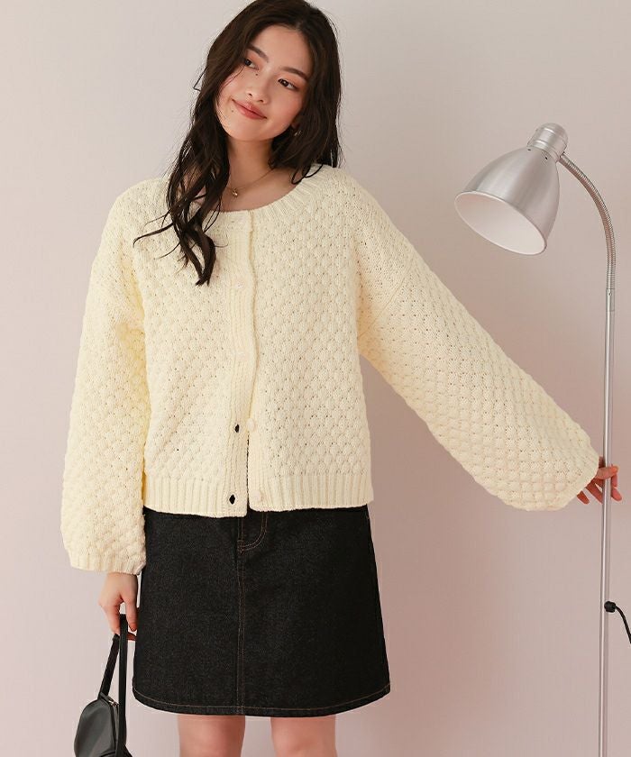 nest Robe ポップコーンニットカーディガン 2023AW ネストローブ nest Robe ペルーニット ポップコーンケーブル