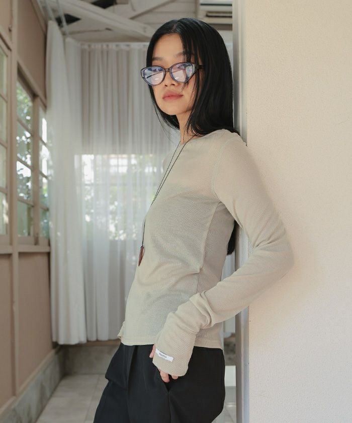 フィンガーホールシアートップス【miette ミエット】【メール便可/100 フィンガーホールシアートップス【miette ミエット】【メール便可/100