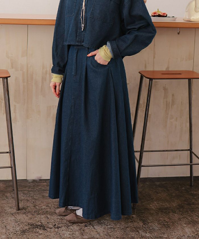 ライトオンスデニムフレアースカーチョ human woman（ヒューマンウーマン） デニムスカート 「3サイズ展開
