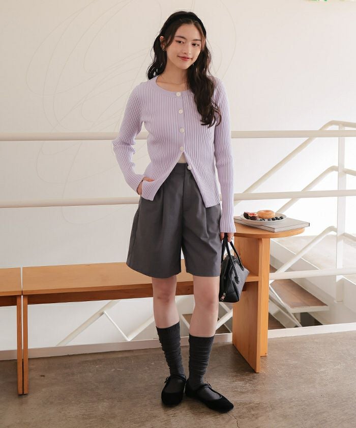 みみ❁︎リブニット×コーディガン ミドル丈リブニットカーディガン | titivate