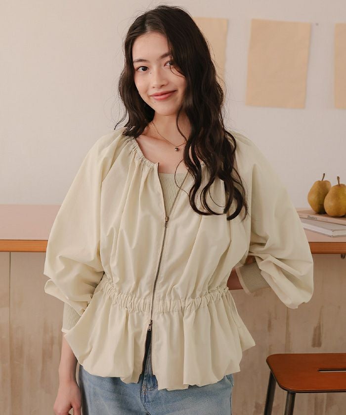 ラブティックボンボン ギャザーボリュームブルゾン ベージュ ギャザーボリュームブルゾン | La boutique BonBon(ラブティック