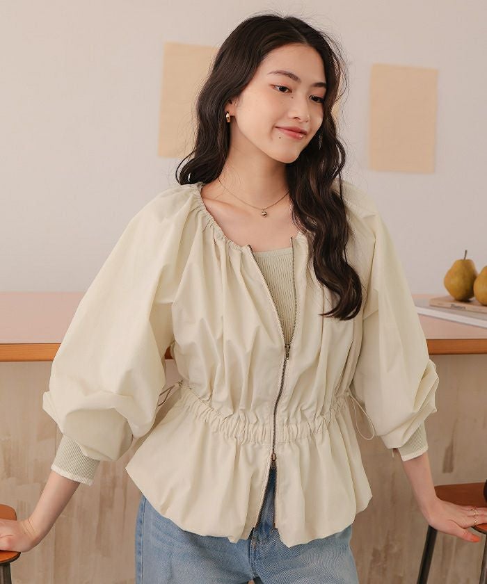 ラブティックボンボン ギャザーボリュームブルゾン ベージュ ギャザーボリュームブルゾン | La boutique BonBon(ラブティック