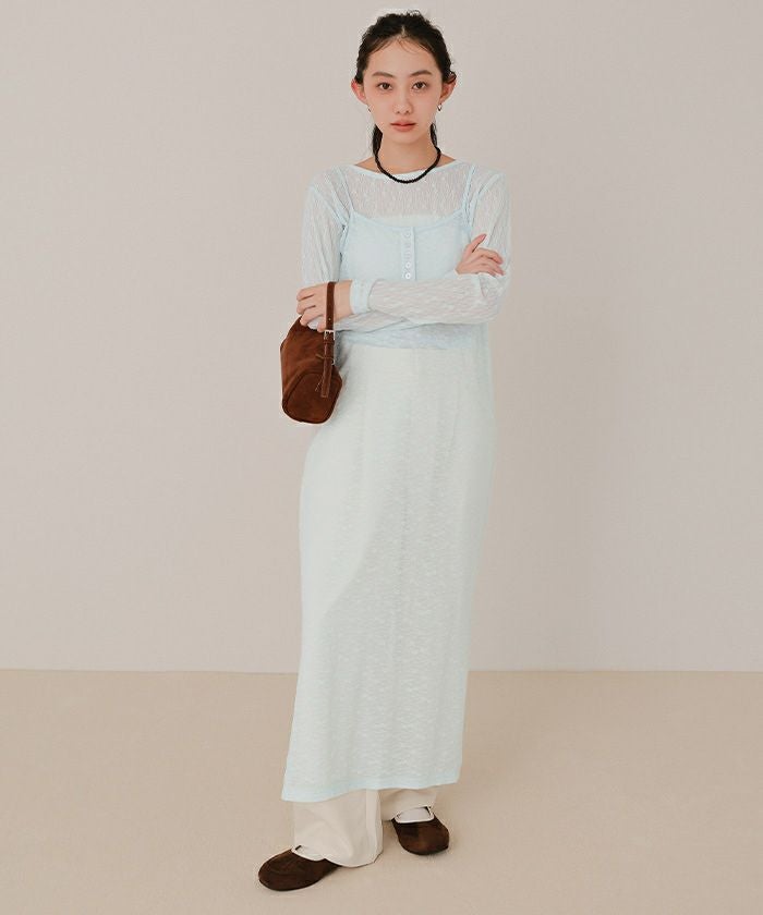 ヘンリーネックレースキャミワンピース【miette ミエット】【メール便 ヘンリーネックレースキャミワンピース【miette ミエット】【メール便