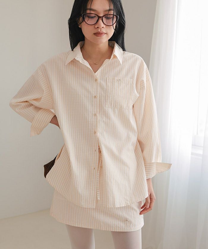 サッカーチェックシャツスカートセット【miette ミエット】 | titivate